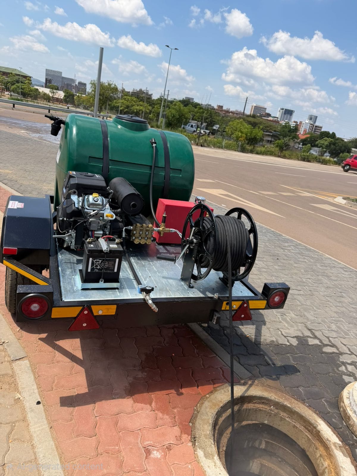 Khatello Cleaning jetting trailer in action